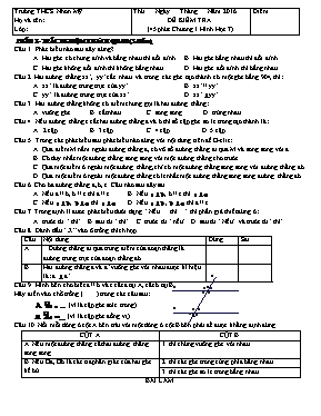 Đề kiểm tra (45 phút chương I Hình học 7)